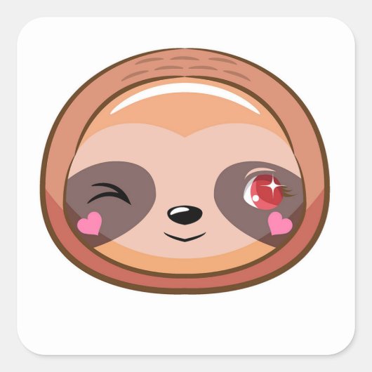 Schattigee knipogende luiaard vierkante sticker (Voorkant)