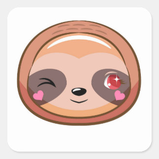 Schattigee knipogende luiaard vierkante sticker