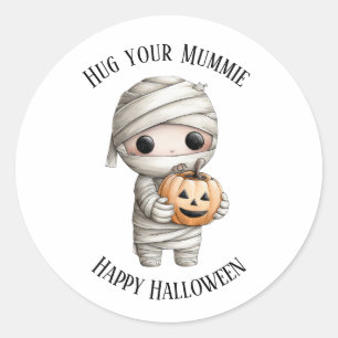 Schattigee Knuffel Je Mummie Halloween Ronde Stick Sticker