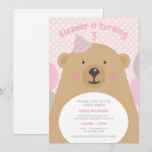 Schattigee knuffelbeer verjaardagsuitnodiging kaart (Voorkant / Achterkant)