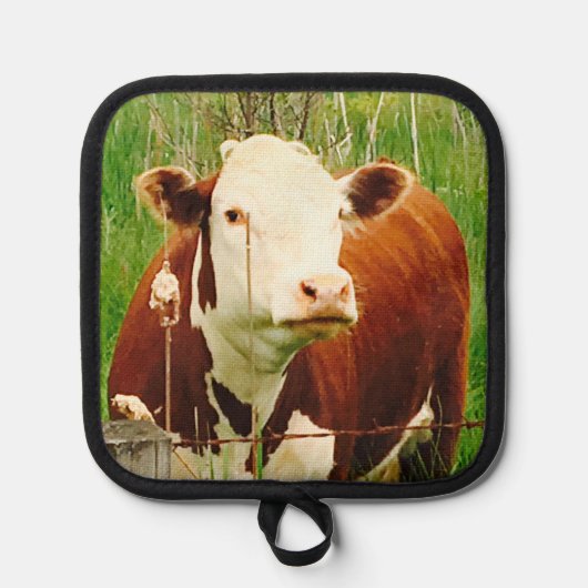 Schattigee Knuffelige Koe 4Carey Oven Mitt en Pot  Pannenlap (Voorkant)