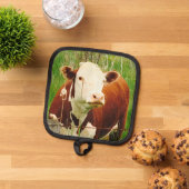 Schattigee Knuffelige Koe 4Carey Oven Mitt en Pot  Pannenlap (Top down)