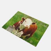 Schattigee Knuffelige Koe Bruin Groen Grass Deurma Deurmat (Schuin)