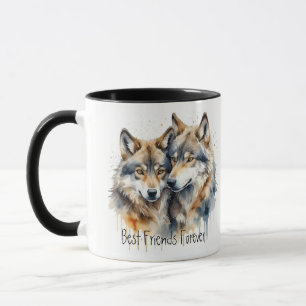Schattigee knuffelwolven beste vrienden voor altij mok