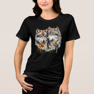 Schattigee knuffelwolven beste vrienden voor altij Tri-Blend shirt