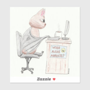 Schattigee knuppel bij de Kantoor Sticker