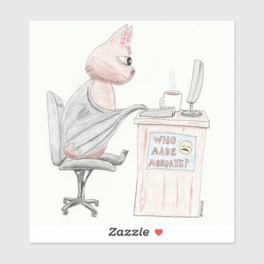 Schattigee knuppel bij de Kantoor Sticker (Vel)