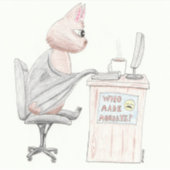 Schattigee knuppel bij de Kantoor Sticker (Voorkant)