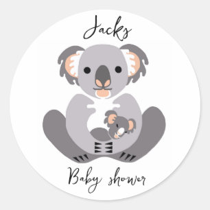 Schattigee KOALA - Baby shower - Dier -Gepersonali Ronde Sticker