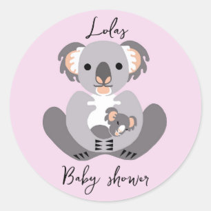 Schattigee KOALA - Baby shower - Dier -Personalise Ronde Sticker
