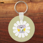 Schattigee koala Beer daisy flower Zoo Dierenliefd Sleutelhanger (Voorkant)