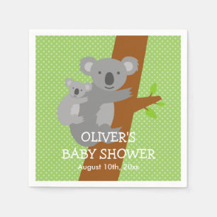 Schattigee koala beer polka dots baby shower serve servet