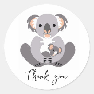 Schattigee KOALA - Dank u - Dier -gepersonaliseerd Ronde Sticker