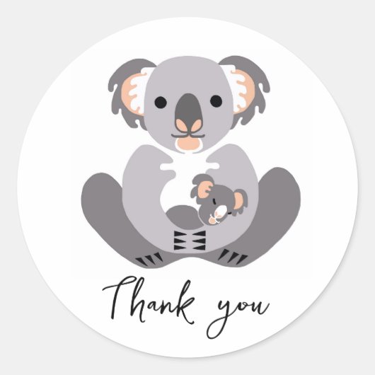 Schattigee KOALA - Dank u - Dier -gepersonaliseerd Ronde Sticker (Voorkant)