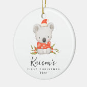 Schattigee Koala Eerste Kerst Aangepaste Keramisch Ornament (Links)