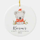 Schattigee Koala Eerste Kerst Aangepaste Keramisch Ornament (Achterkant)