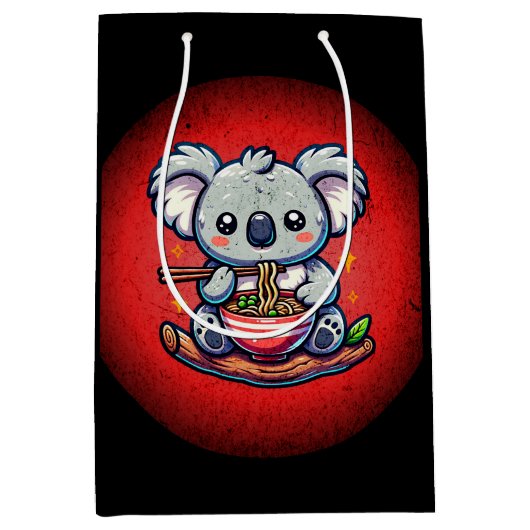 Schattigee Koala eten Ramen Medium Cadeauzakje (Voorkant)