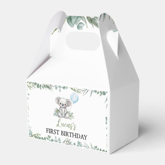 Schattigee Koala Greenery Boy Verjaardag Favoriete Bedankdoosjes (Achterkant)