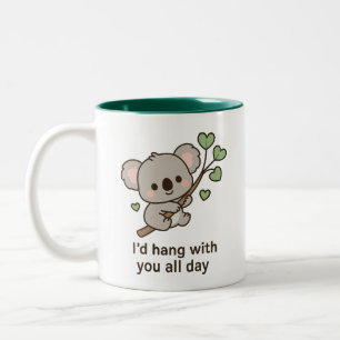 Schattigee Koala – Ik zou de hele dag met je ophan Tweekleurige Koffiemok