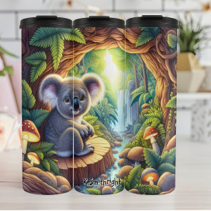 Schattigee koala in het magische bos thermosbeker