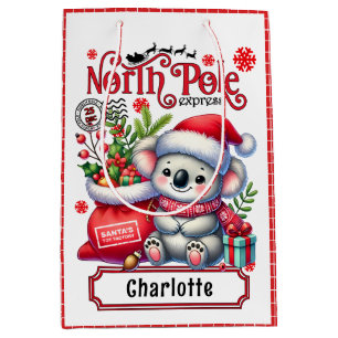 Schattigee Koala Kerstmis gepersonaliseerde naam Medium Cadeauzakje