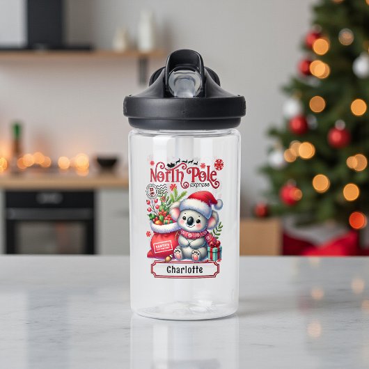 Schattigee Koala Kerstmis gepersonaliseerde naam Waterfles