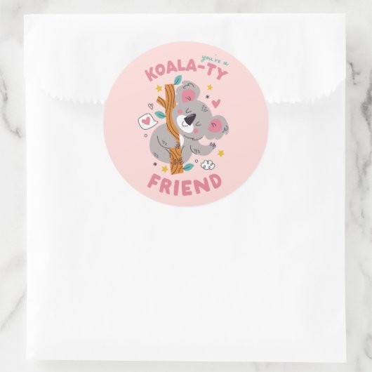 Schattigee Koala Kind's Classroom Valentijnsdag Ronde Sticker (Tas)