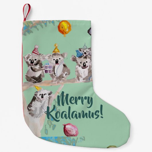Schattigee Koala Merry Koalamus Groene Kerstkous Kleine Kerstsok (Voorkant)