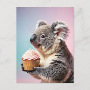 Schattigee koala met cupcake pastelverloop briefkaart