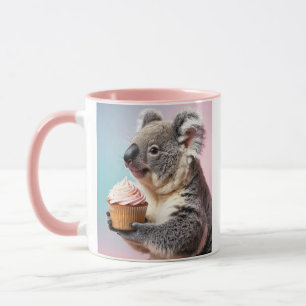 Schattigee koala met cupcake pastelverloop mok