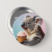 Schattigee koala met cupcake pastelverloop ronde button 7,6 cm (Voorkant /achterkant)