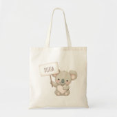 Schattigee Koala met een naambord Tote Bag (Voorkant)
