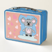 Schattigee koala met hartjes meisje metal lunchbox (Achterkant)