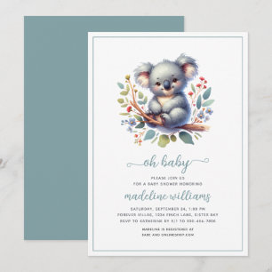 Schattigee Koala Oh Baby shower Uitnodiging