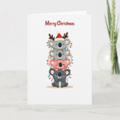 Schattigee Koala Stack kerstverlichting en Santa K Kaart (Voorkant)