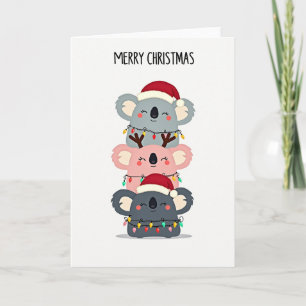 Schattigee Koala Tower kerst Kaart met Santa Hats