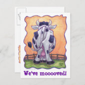 Schattigee Koe Adreswijziging Aankondigingskaart (Voorkant / Achterkant)