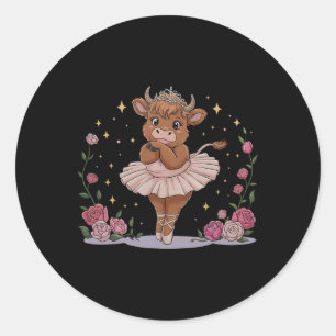Schattigee Koe balletdanseres ballerina dansmoeder Ronde Sticker