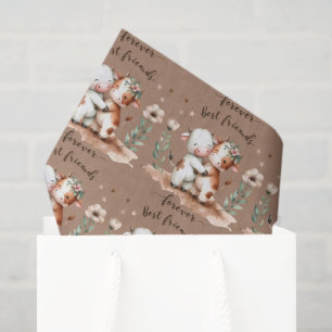 Schattigee Koe Beste Vrienden Knuffel Bloemenkunst Tissuepapier