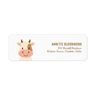 Schattigee Koe Boerderij Dier Baby shower Etiket