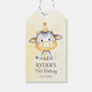 Schattigee Koe Eerste Verjaardag Favoriet Tags Cadeaulabel