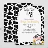 Schattigee Koe eerste verjaardag Kaart (Voorkant / Achterkant)