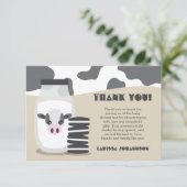 Schattigee Koe en Melk en Cookies Beige Baby showe Bedankkaart (Staand voorkant)