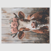 Schattigee Koe Het dragen van een Flower Crown Dec Tissuepapier (Voorkant)