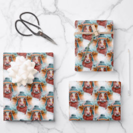 Schattigee Koe in een rodelbaan Inpakpapier Vel