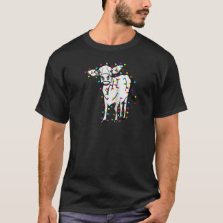Schattigee Koe Kerstverlichting Koe Eigenaar Koe L T-shirt