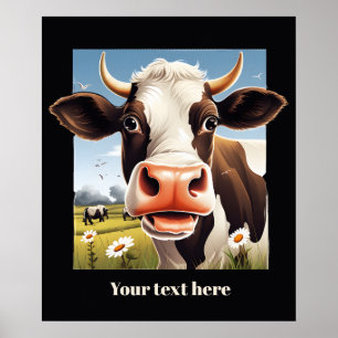 Schattigee koe liefhebbers aanpasbaar poster