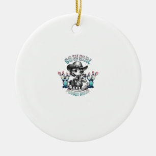 Schattigee Koe Meisje Paardrijden Cowgirl Sunset R Keramisch Ornament