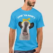 Schattigee Koe met Bow Custom Message T-shirt (Voorkant)