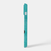 Schattigee Koe met Bow Turquoise Blue iPhone 15 Hoesje (Linkerkant)
